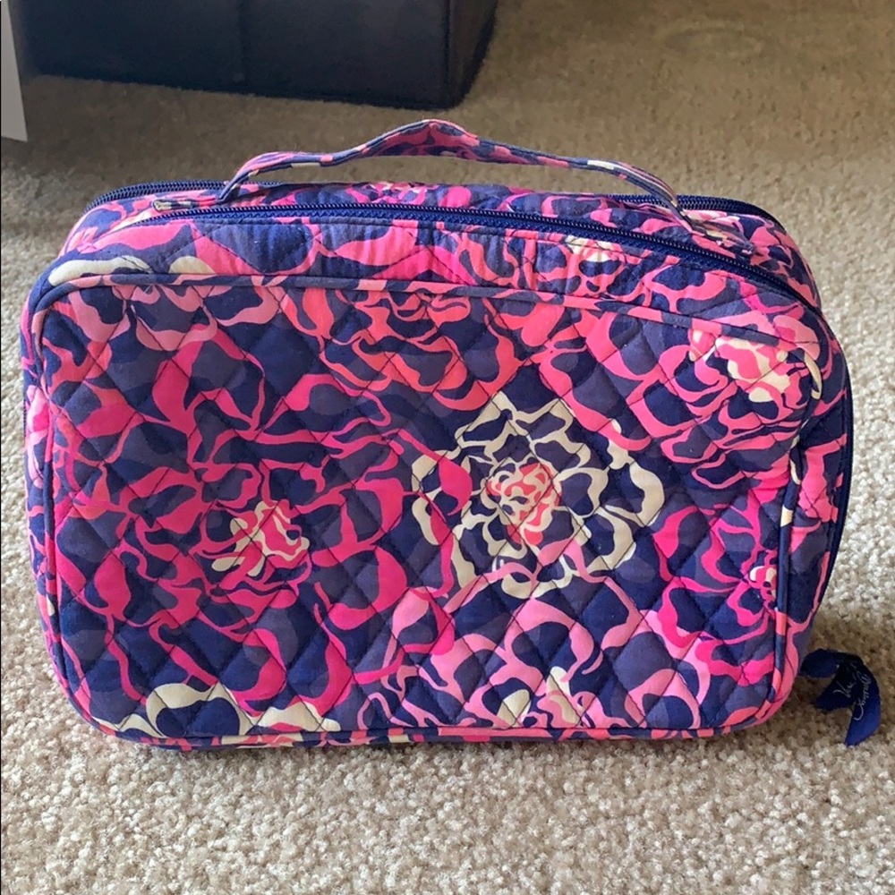 Large Vera Bradley Pink Rose Makeup Bag Case